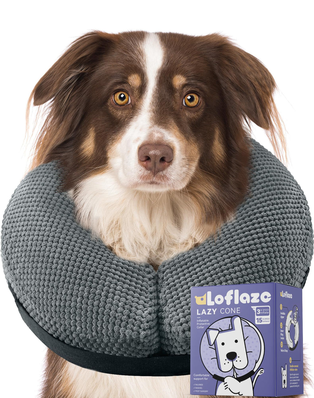 Loflaze collar donut inflable gris XL, libertad de movimiento durante la recuperación