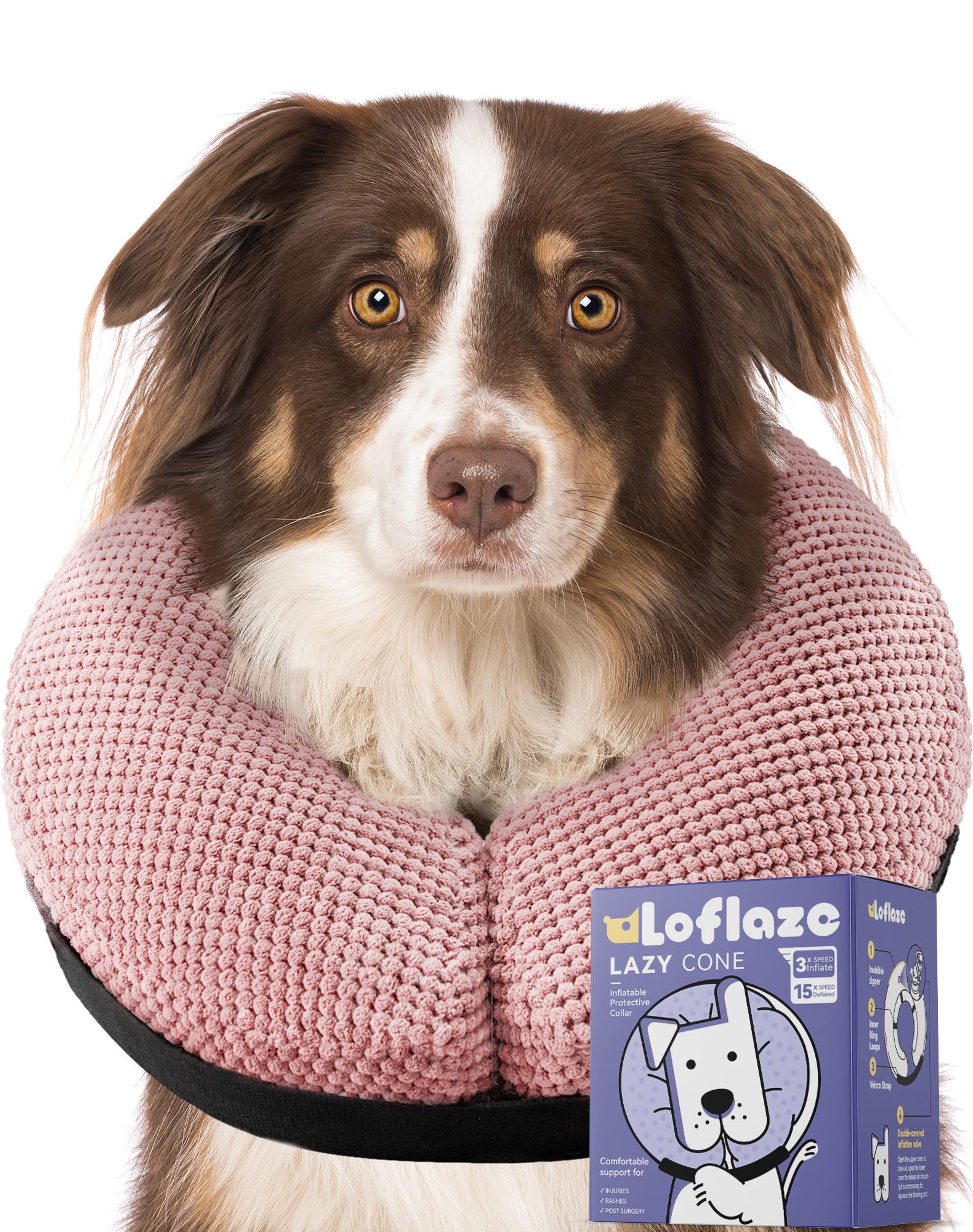 Loflaze cono inflable en forma de rosquilla para perros grande, mejora movilidad.