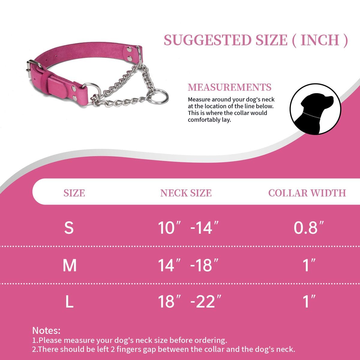 LOIIHEII collar martingale en piel rosa, cierre seguro para evitar escapes.