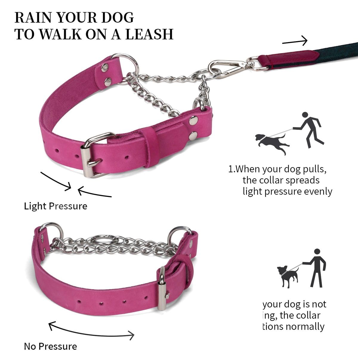 LOIIHEII collar martingale en piel rosa, uso diario con estilo y seguridad.