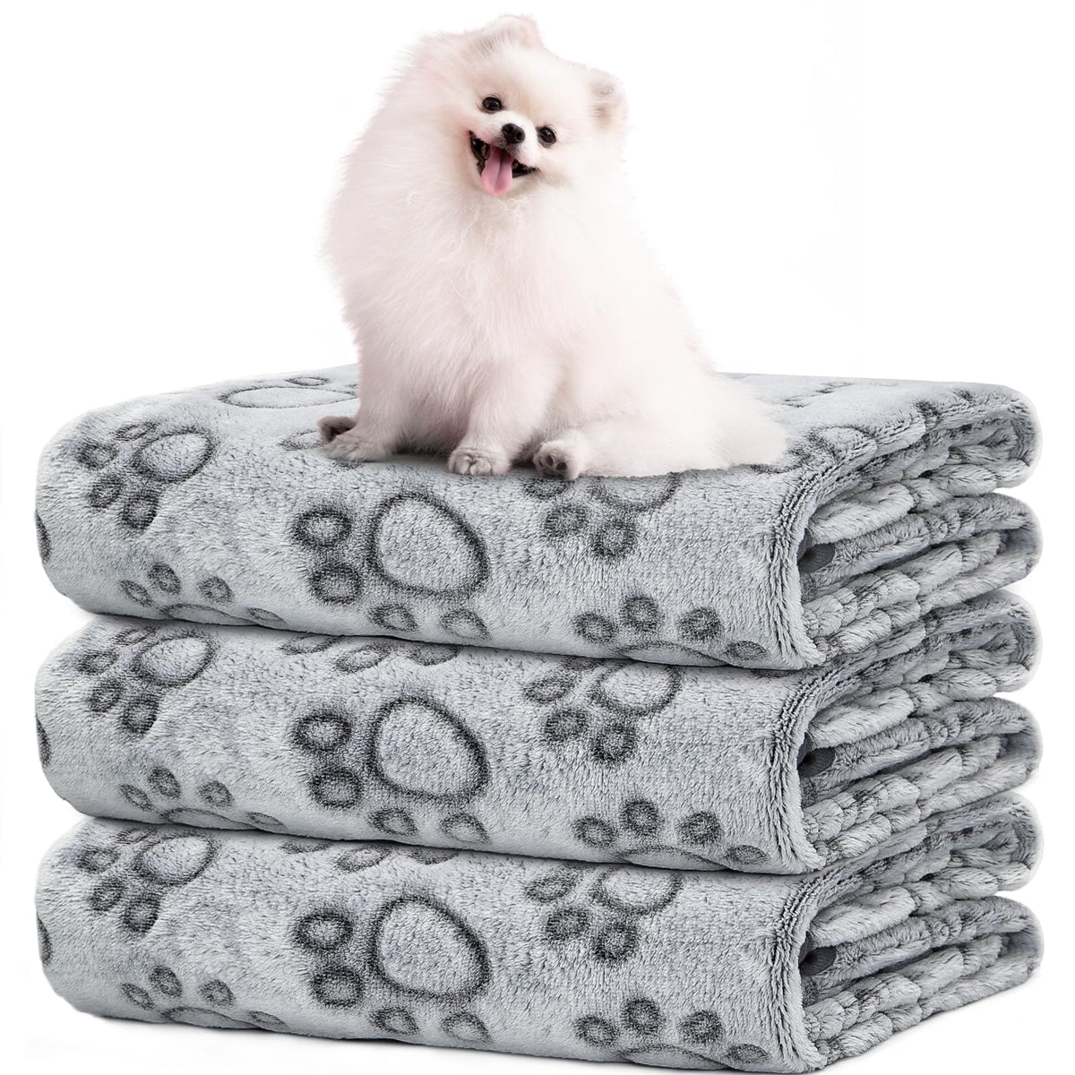 Lokoz manta para perros pequeños con huellas, protege la cama y ofrece calor suave.
