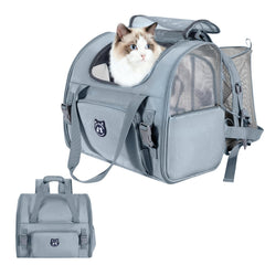 Mochila expandible Lollimeow para gatos con ventana frontal, ideal para exploración segura.
