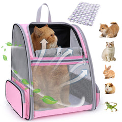 Mochila Lollimeow para gato con malla transpirable, ideal para viajes.