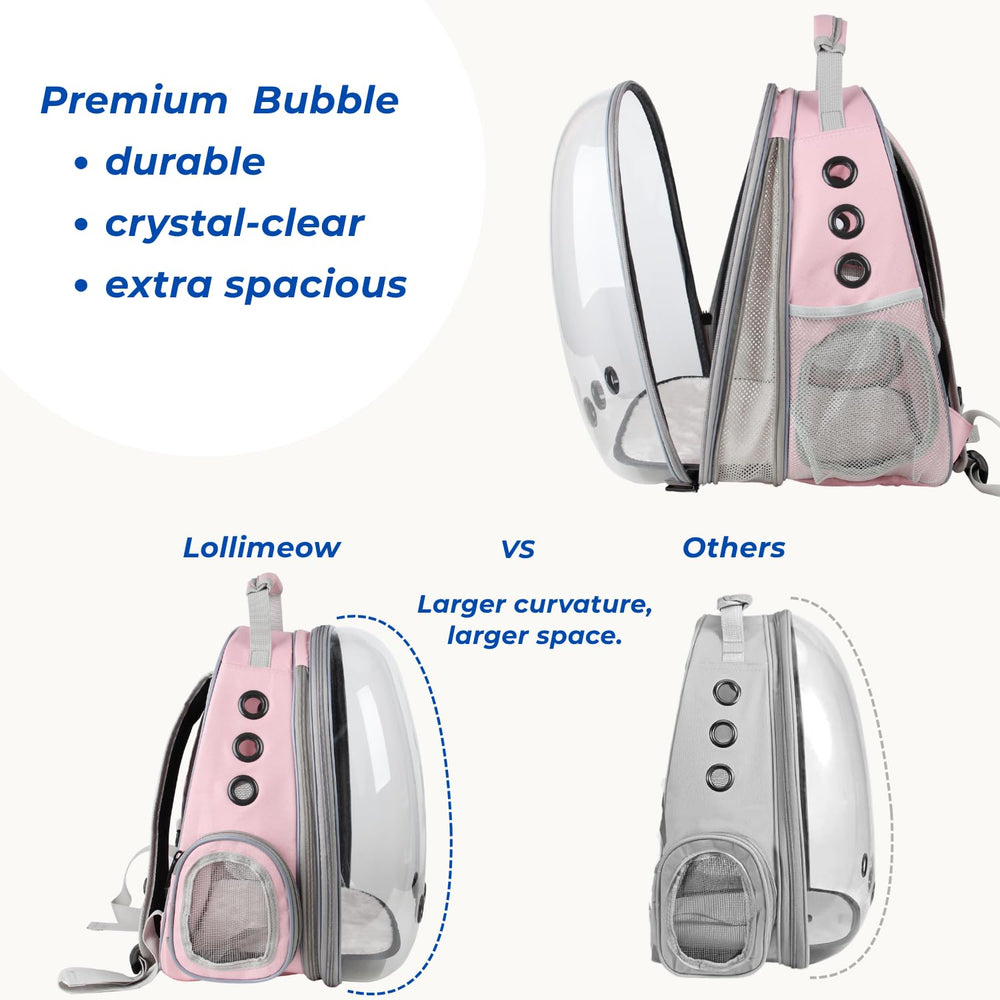 LOLLIMEOW mochila gato ventilación con 9 aberturas para temperatura agradable.