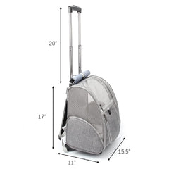 Portador Lollimeow con ruedas, perfil lateral, traslado cómodo para perros y gatos.