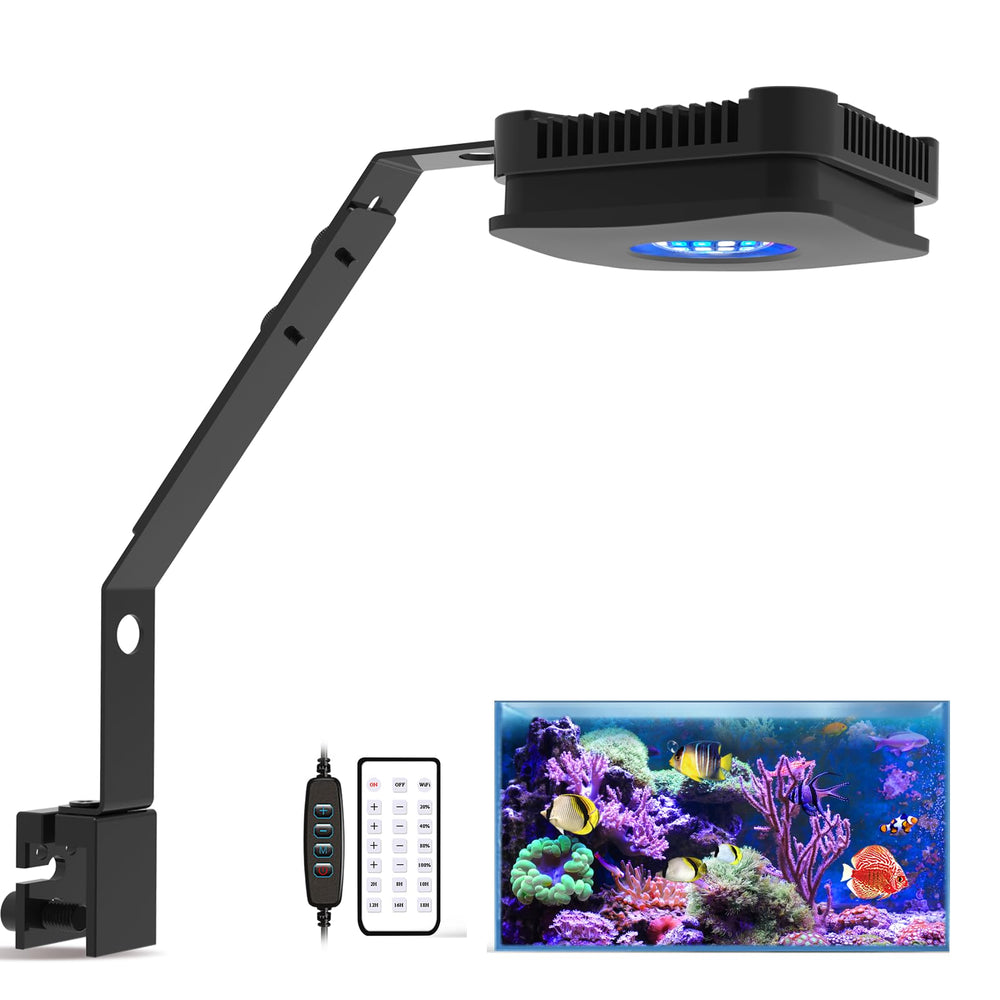 Lominie Luz LED para acuario salobre, iluminación frontal con brillo uniforme.