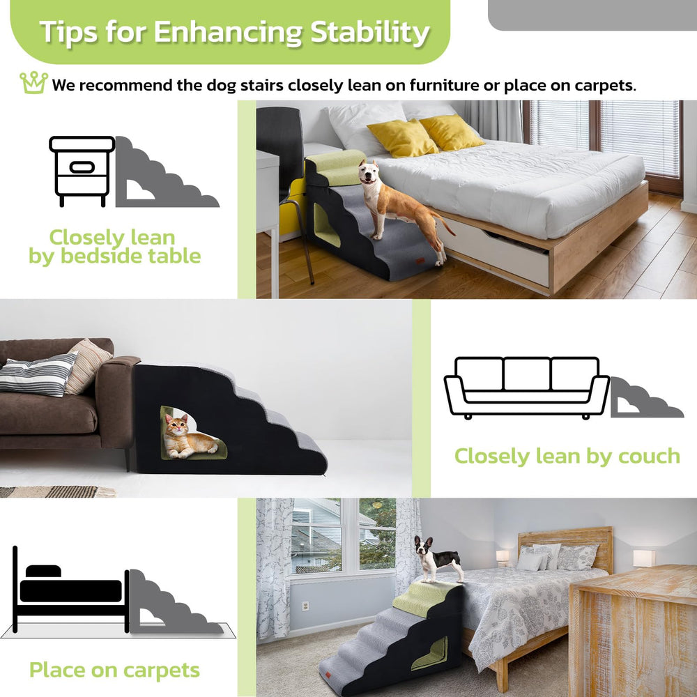 LOOBANI escalones para cama alta: base con patrón de huellas para mejor agarre