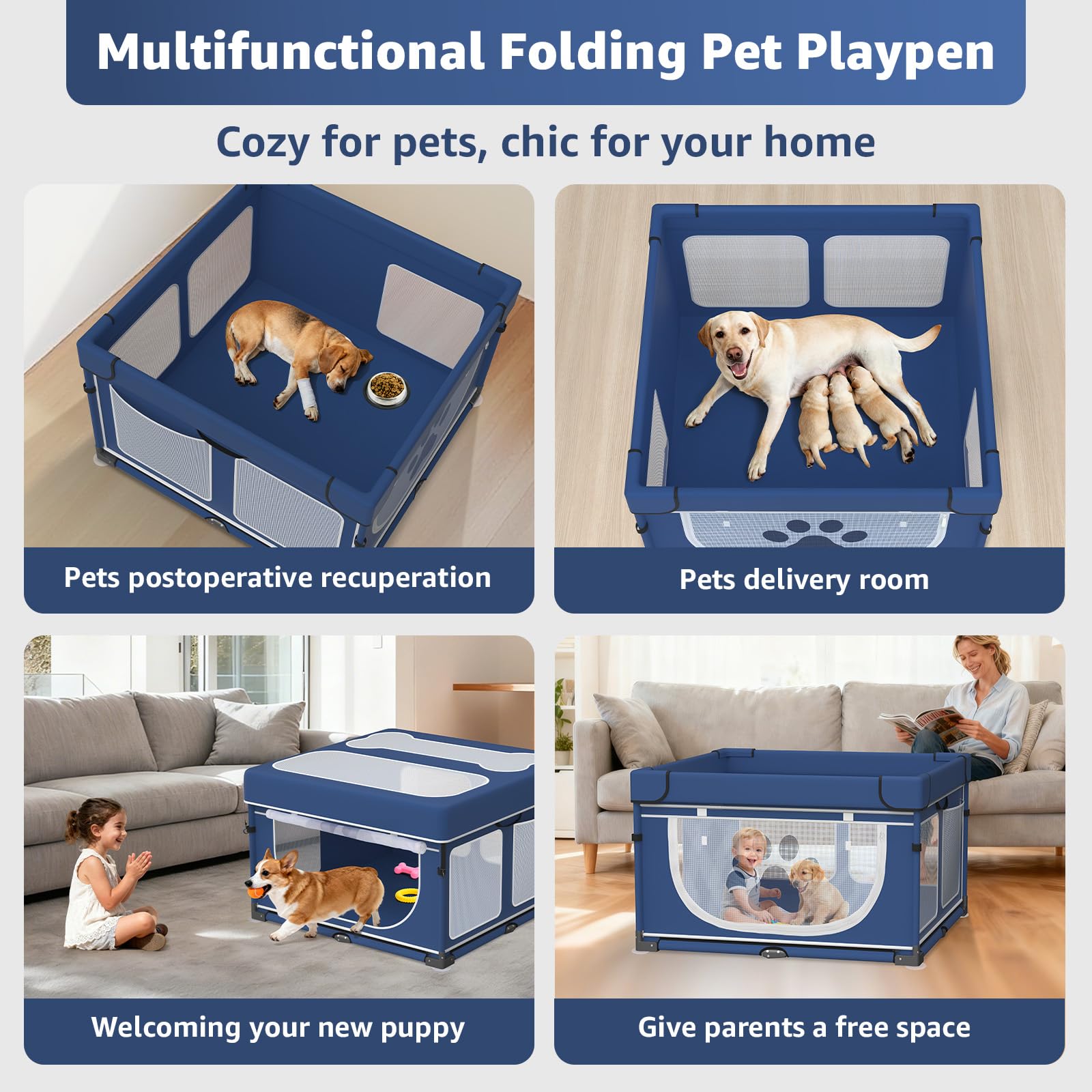 LOOBANI jaula-perro uso versatil para perros, gatos y roedores en casa.