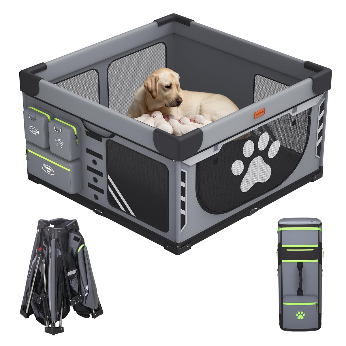 LOOBANI jaula para perros plegable interior, montaje rápido para uso en casa o durante viajes.