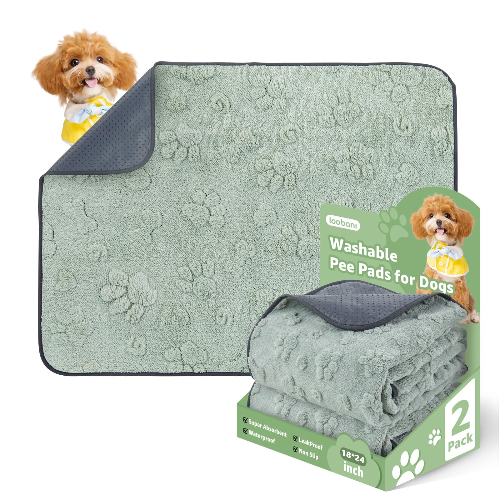 LOOBANI tapete higienico para perros, absorbente y protege el suelo durante el entrenamiento.