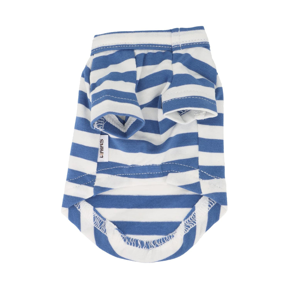 LOPHIPETS camiseta rayas azul blanco, ajuste alto en vientre para facilitar la micción
