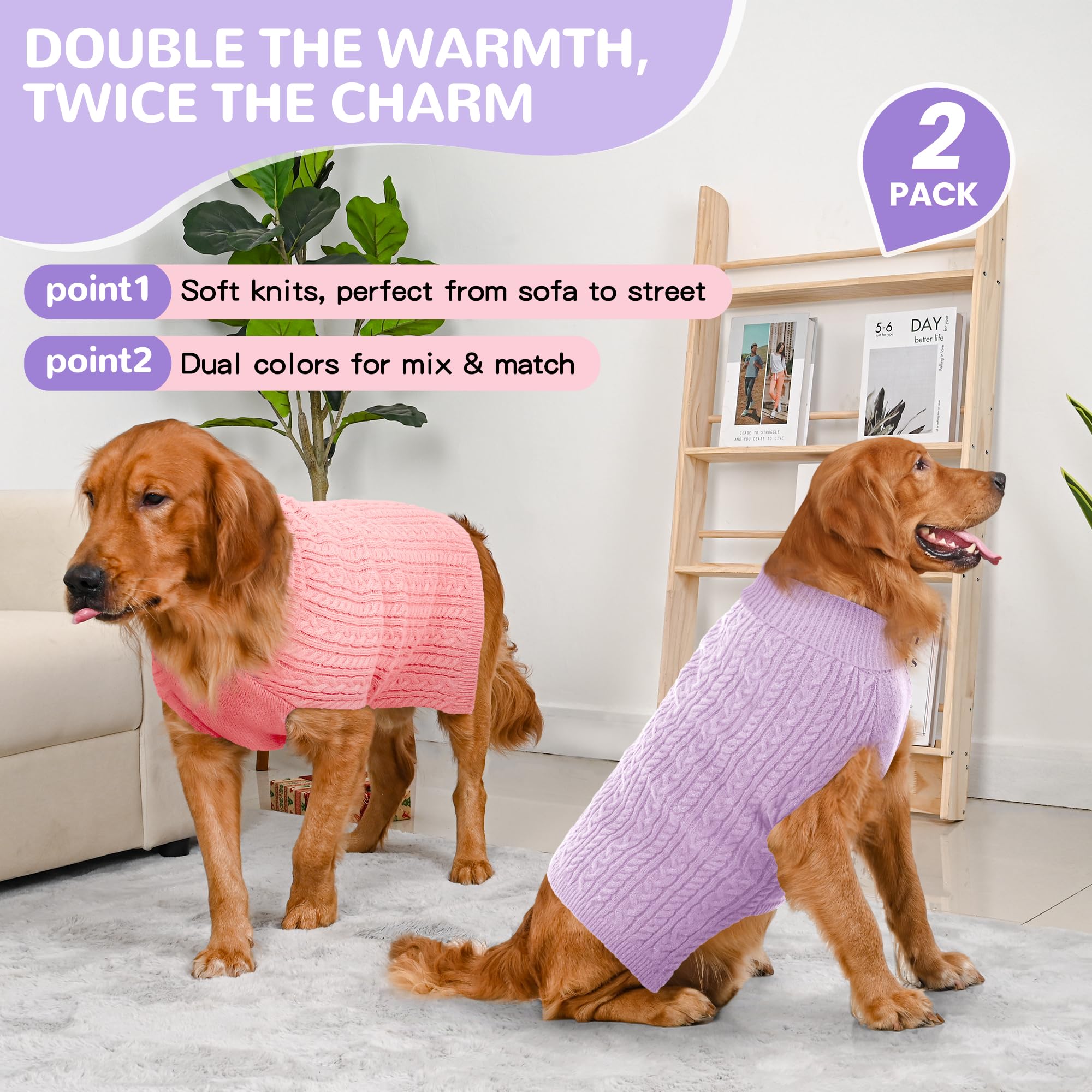 Lorehelina dos sudaderas para perro grande, sueter cuello alto para combinar estilos