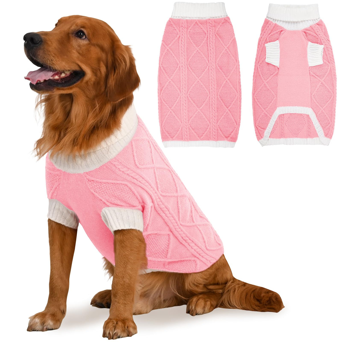 Lorehelina suéter para perro grande, vista general, ideal para paseos invernales.