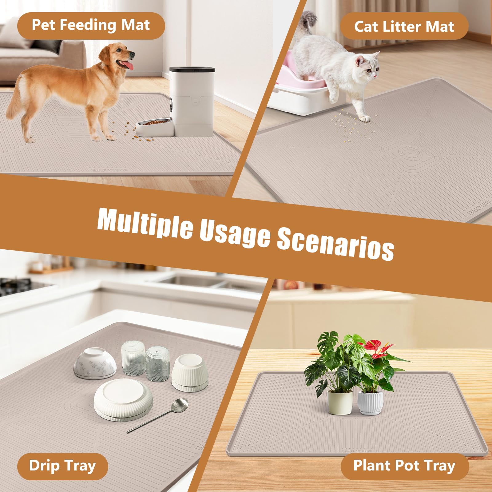 Lorvain tono beige elegante se integra bien con la cocina o área de comida.