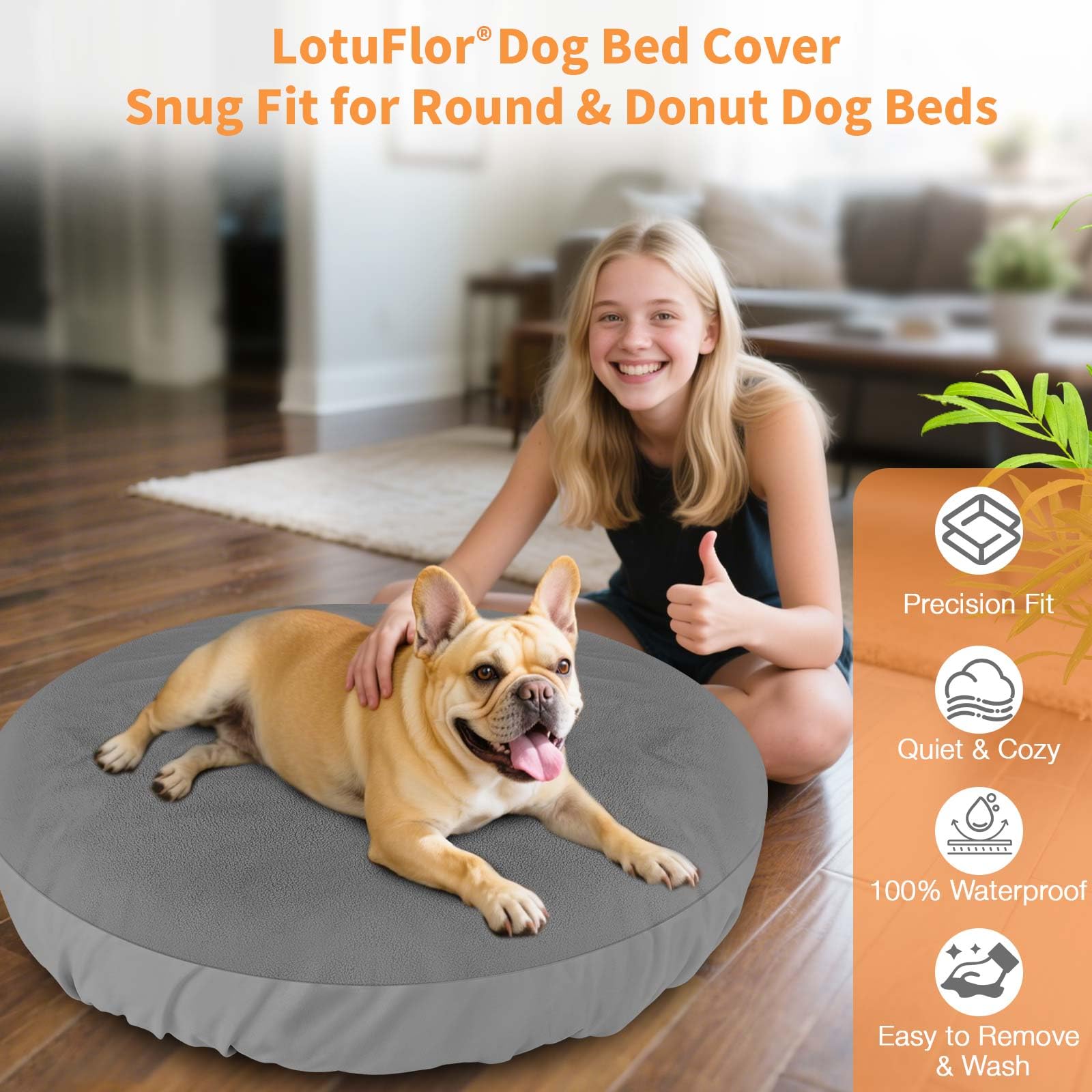 LotuFlor funda para cama dona 45-pulgadas lavado fácil