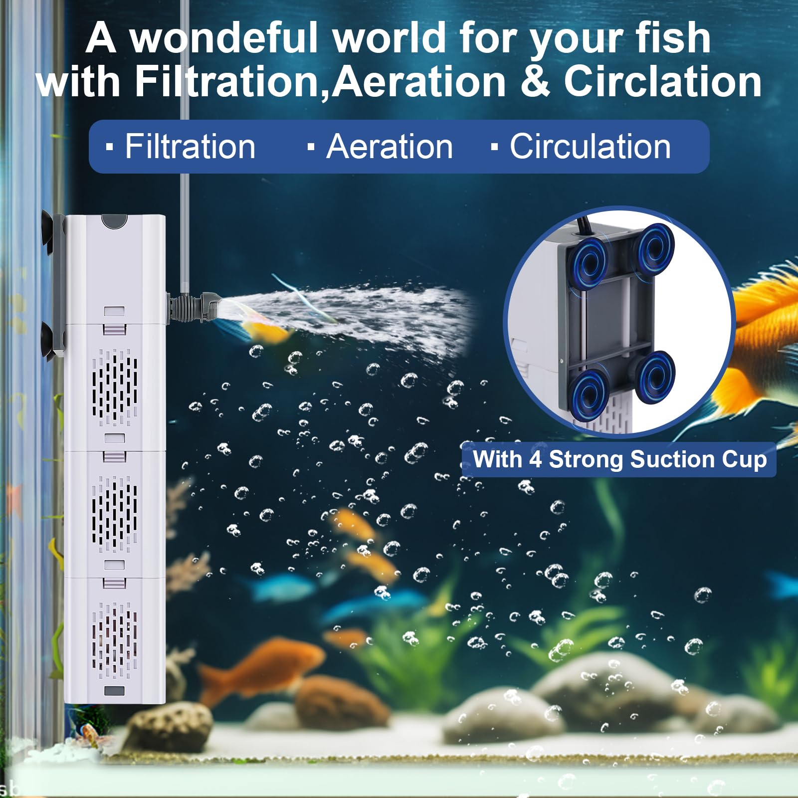 Funcionamiento silencioso de LoungingLife, filtro para acuario sin ruidos.