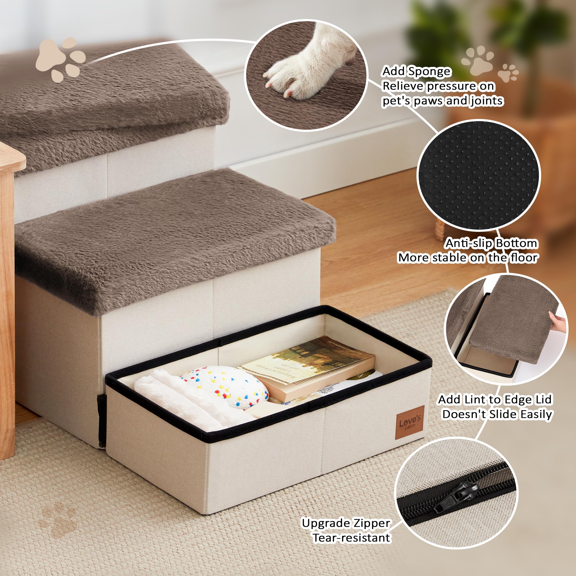 Love's cabin almacenamiento integrado en escalera para organizar accesorios