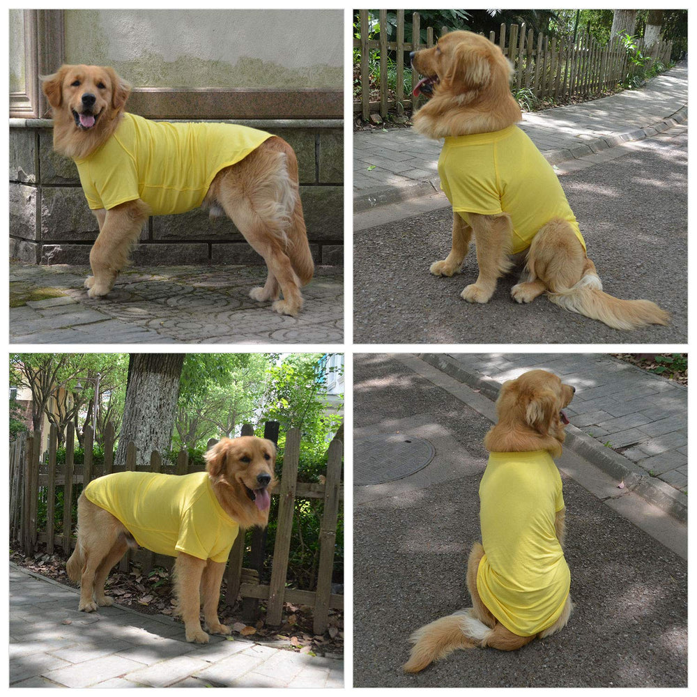 Lovelonglong camiseta para perro grande en amarillo, tejido de algodón suave.