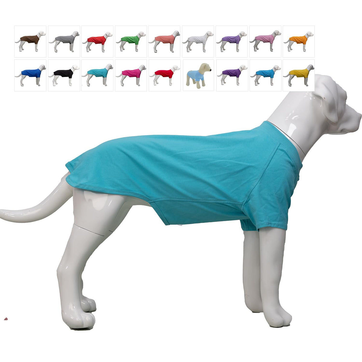 Lovelonglong camisetaperro basic-tshirt turquesa frontal, confort diario para el perro