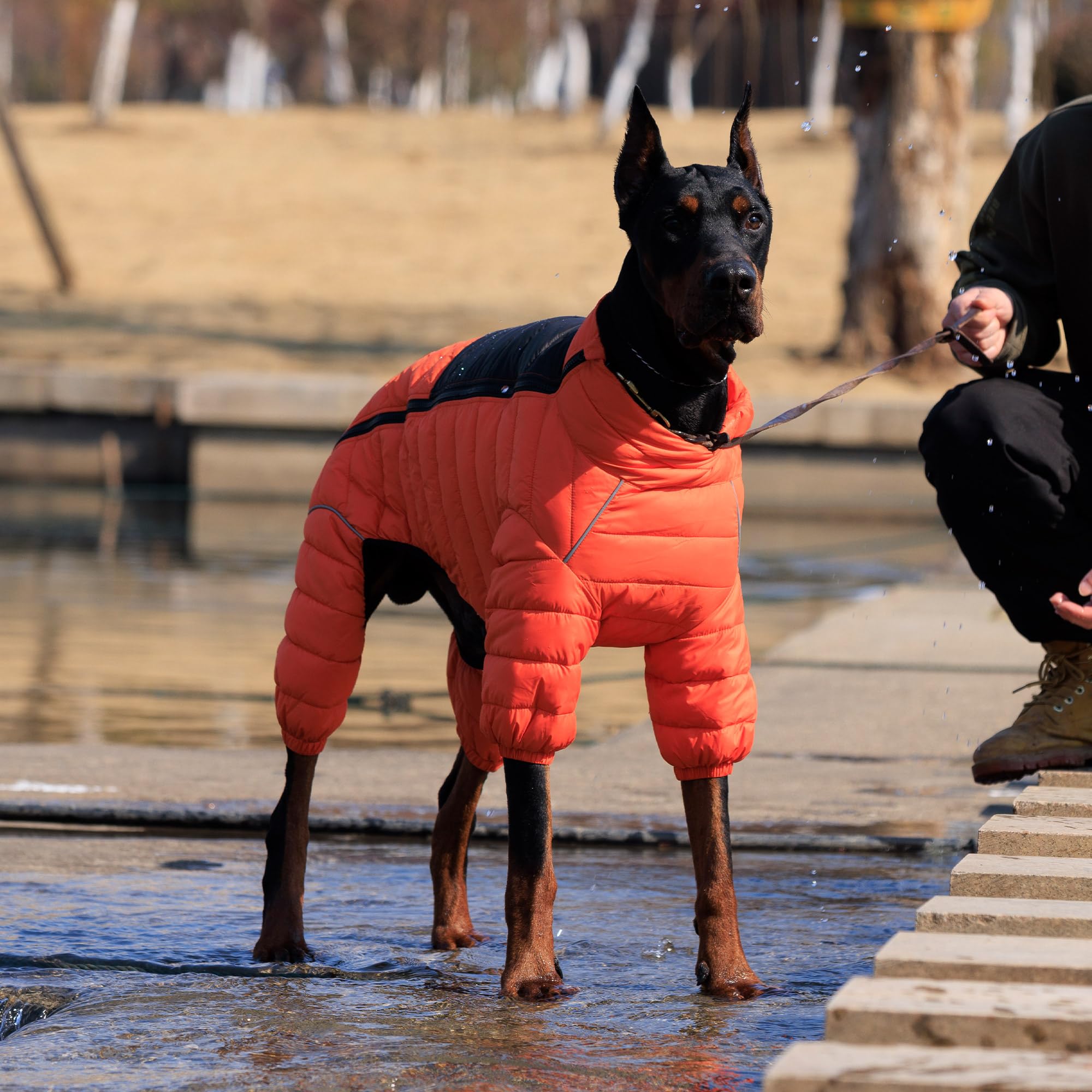 Lovelonglong chaleco perro naranja uso exterior invernal para calidez suave.