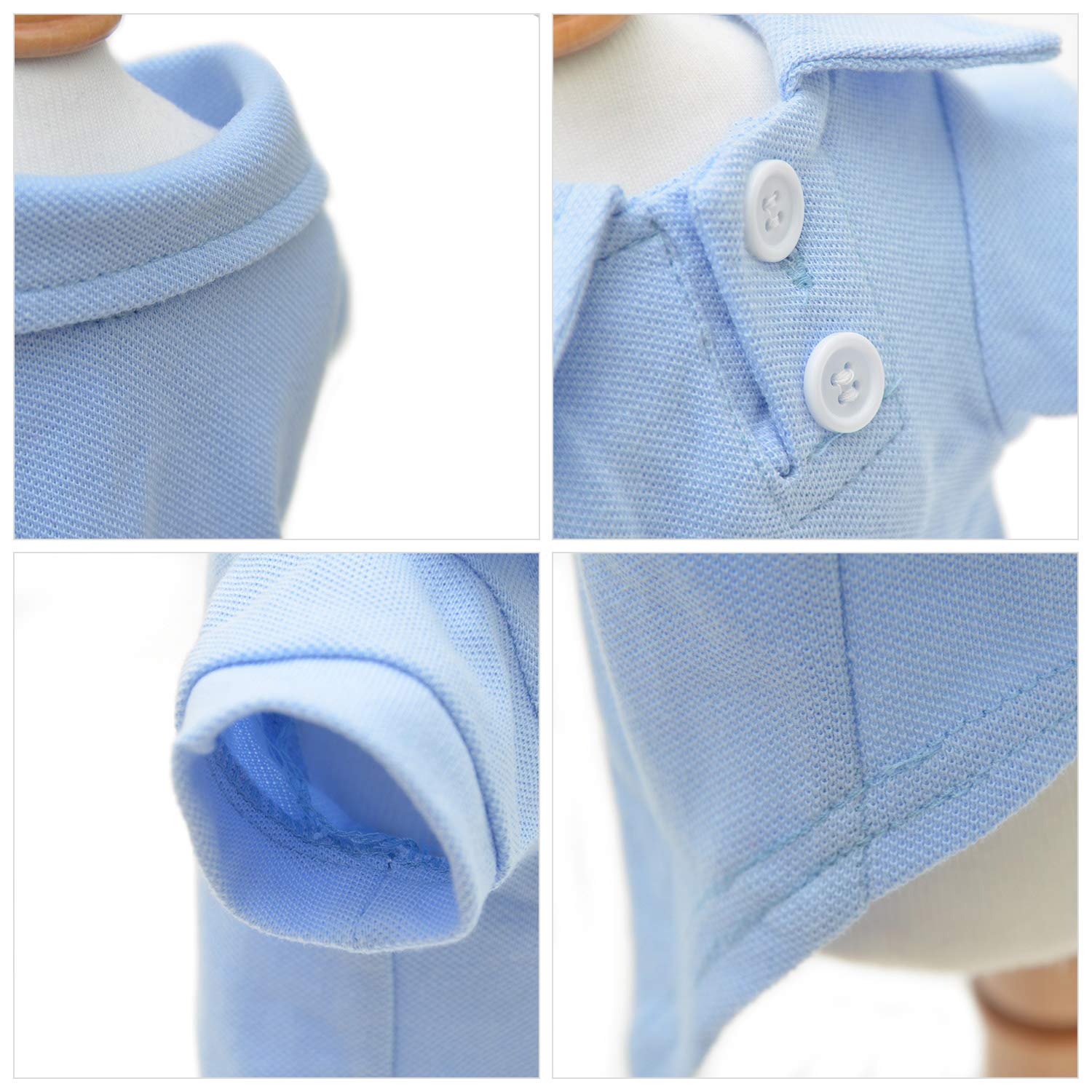Polo de algodón premium Lovelonglong para perros, suave y transpirable en azul cielo.