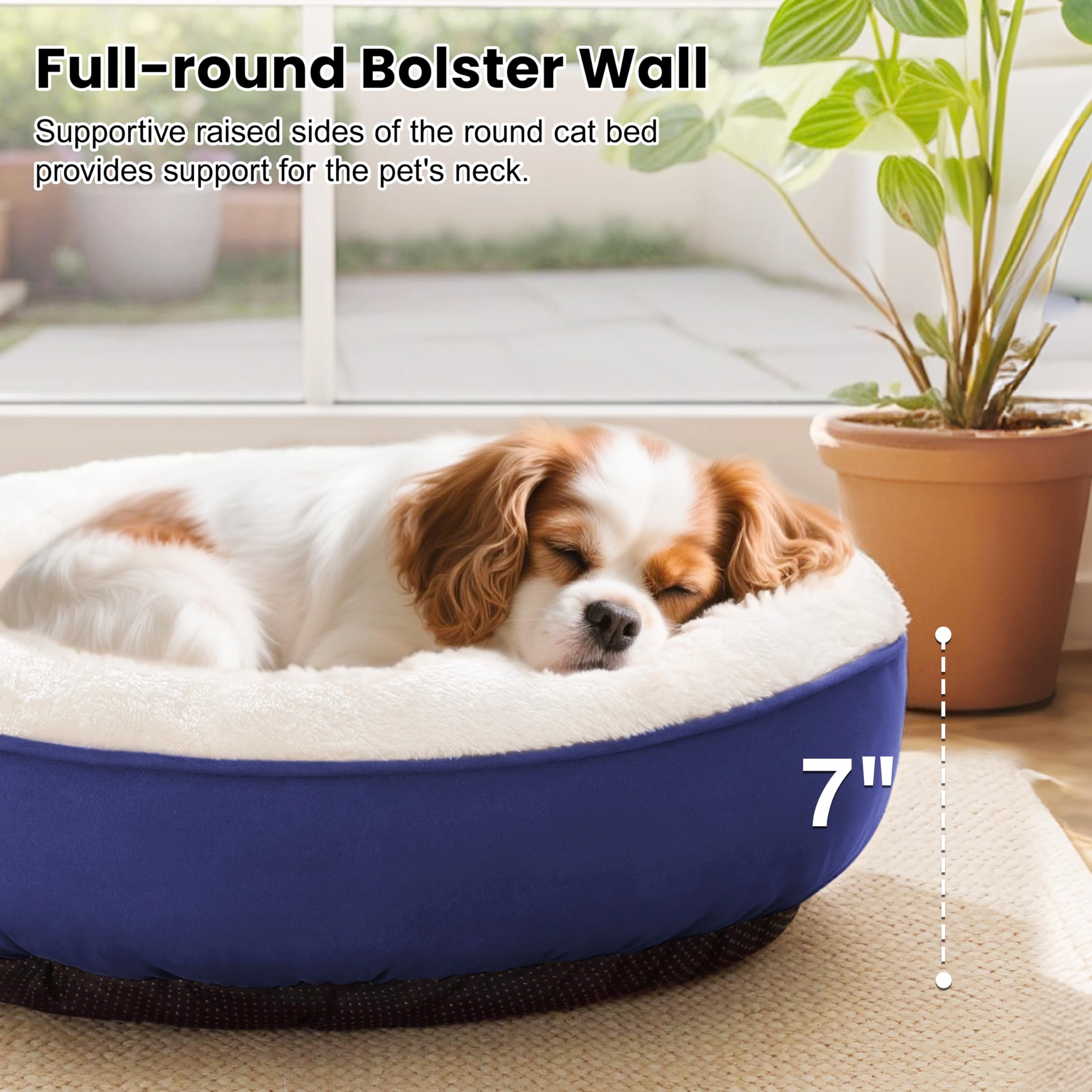 Love's cabin cama donut base antideslizante que mantiene la cama en su lugar.