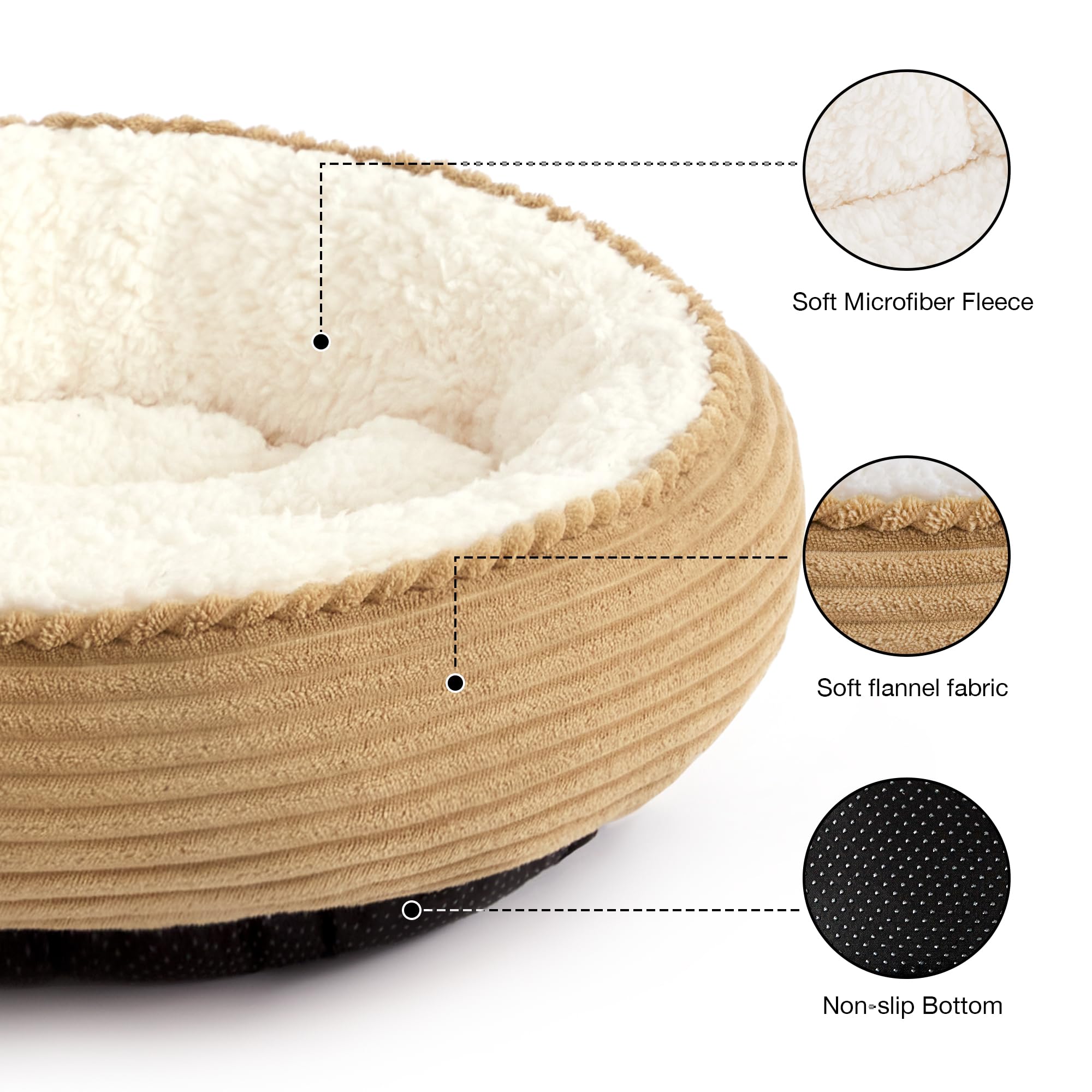 Love's cabin cama donut con base antideslizante para seguridad en suelos lisos.