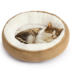 Love's cabin cama donut redonda 20 pulgadas para gatos y perros pequeños, descanso cómodo.