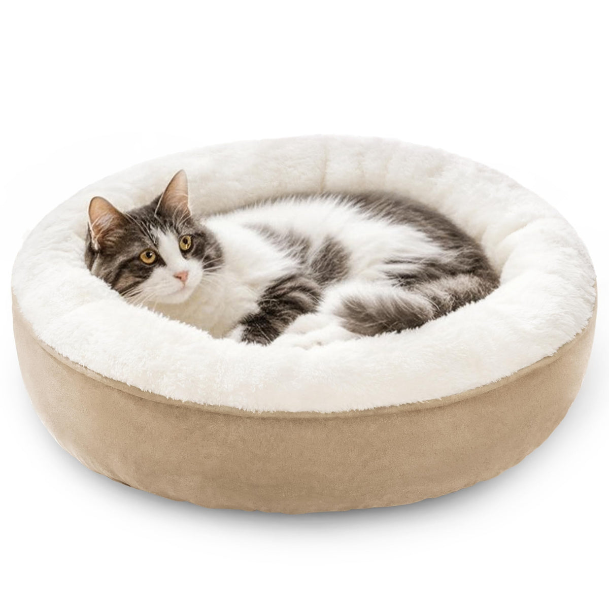 Love's cabin cama redonda donut para gatos y perros pequeños, descanso cálido y confortable