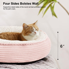 Love's cabin cama donut rosa rayas, interior suave, soporte para cuello y articulaciones.