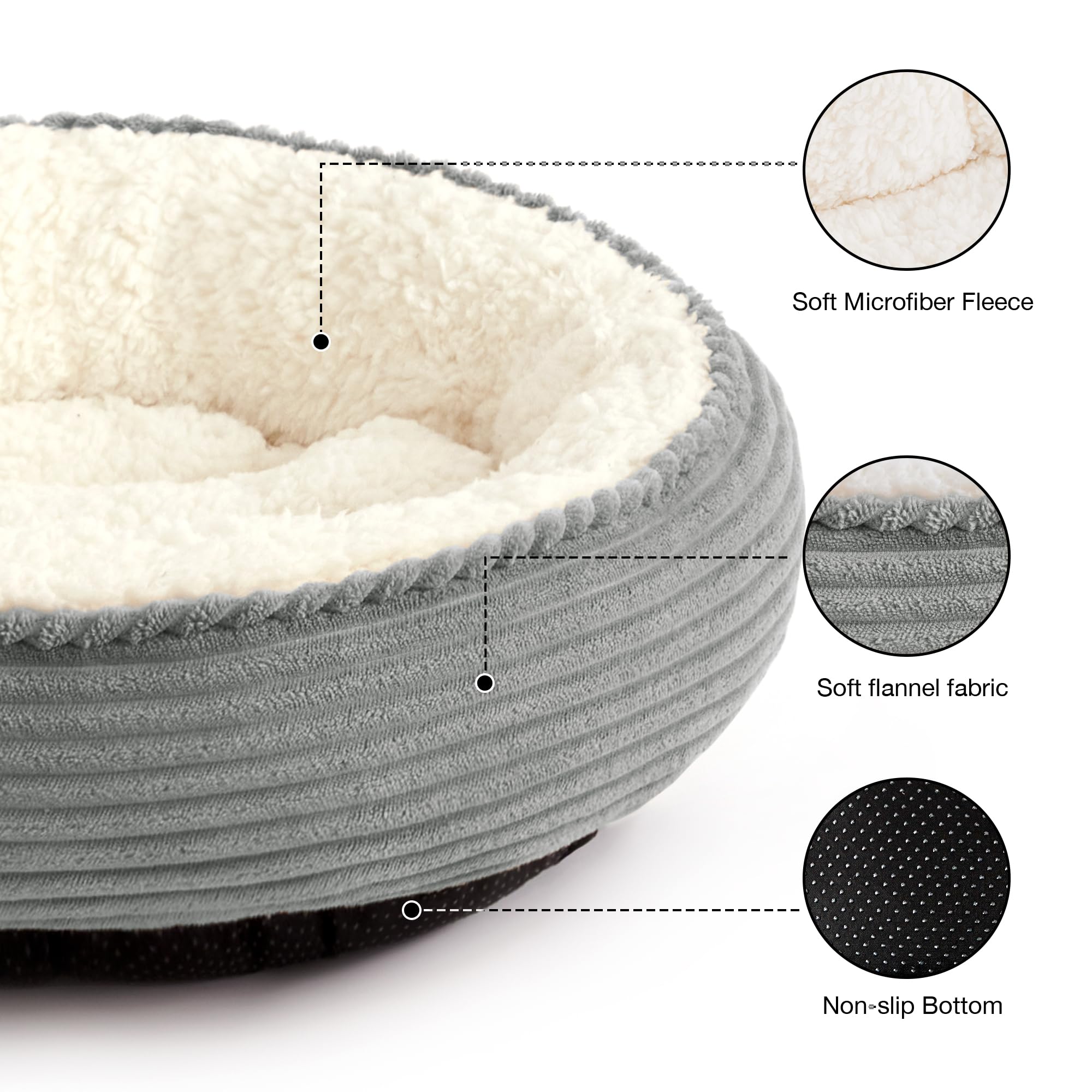 Love's cabin Cama rosquilla con bordes elevados para soporte y seguridad.
