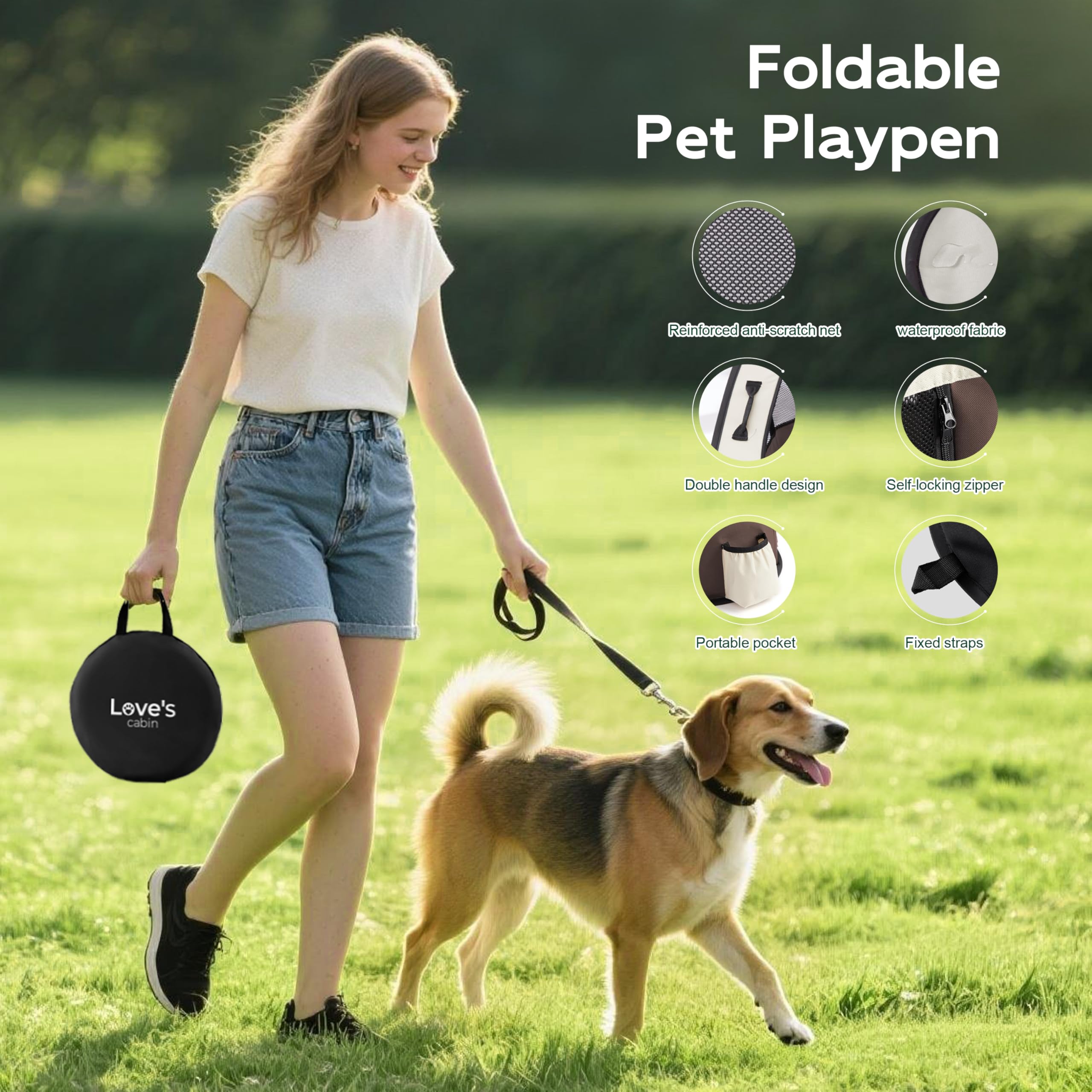 Love's cabin tela resistente 600D y malla fácil de limpiar.