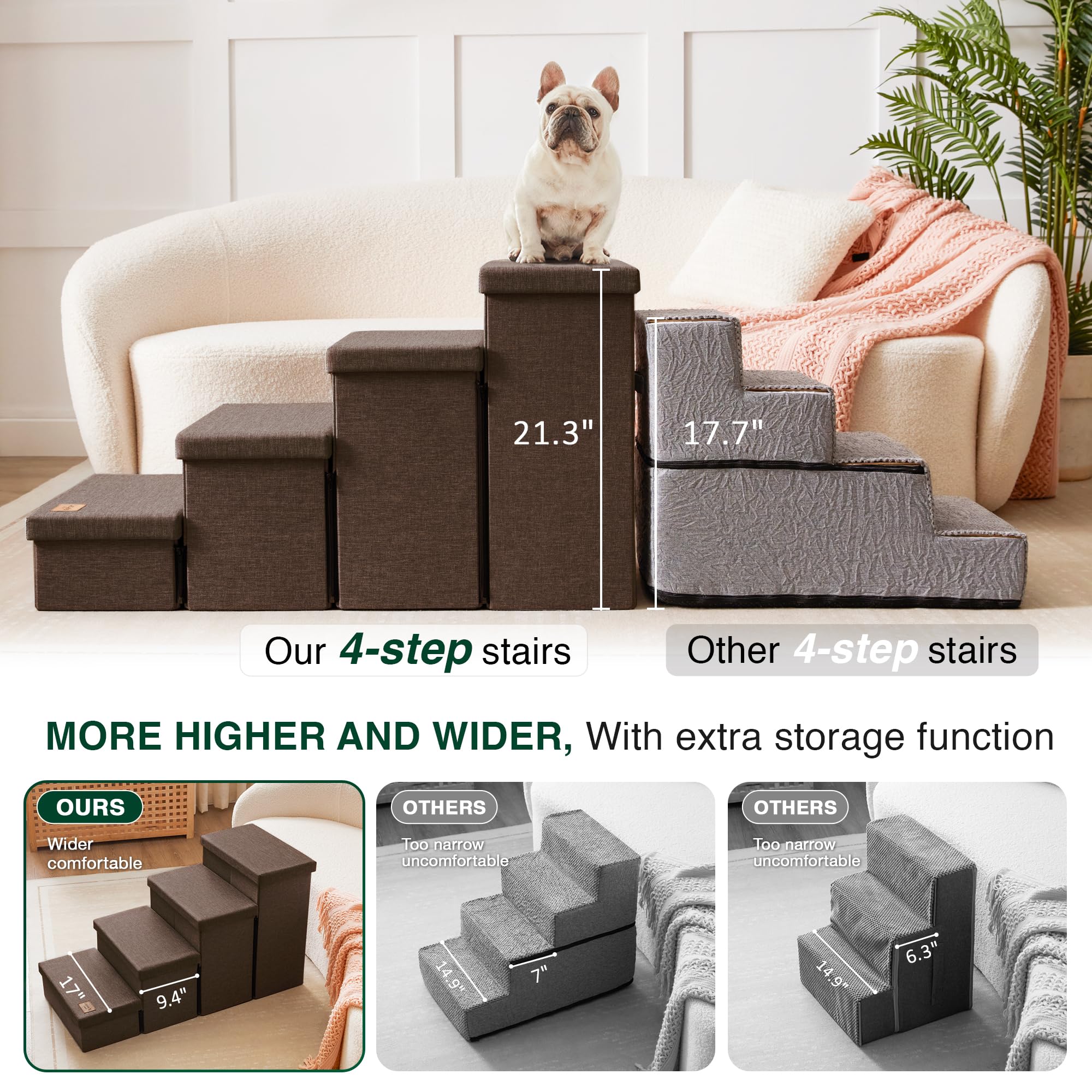 Love's cabin escalera con almacenamiento integrado para accesorios de mascota