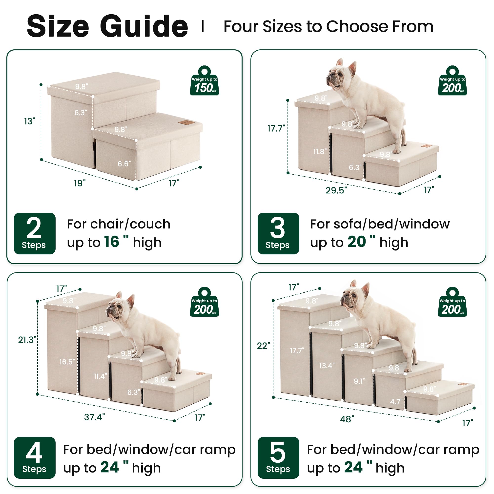 Love's cabin escaleras para perros plegables para guardar espacio y transportar fácilmente.