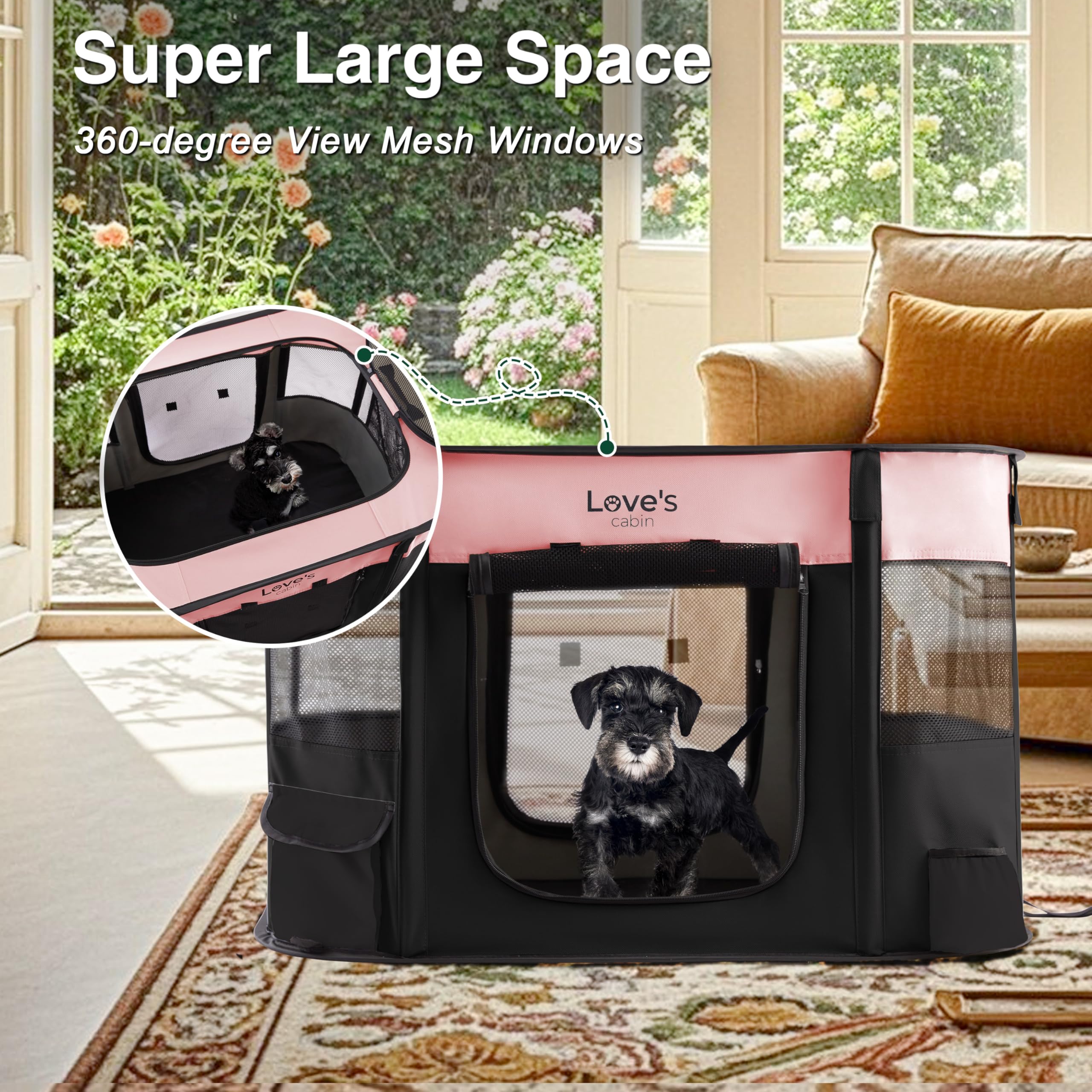Love's cabin jaula de juego transportable rosa, perfecta para viajes
