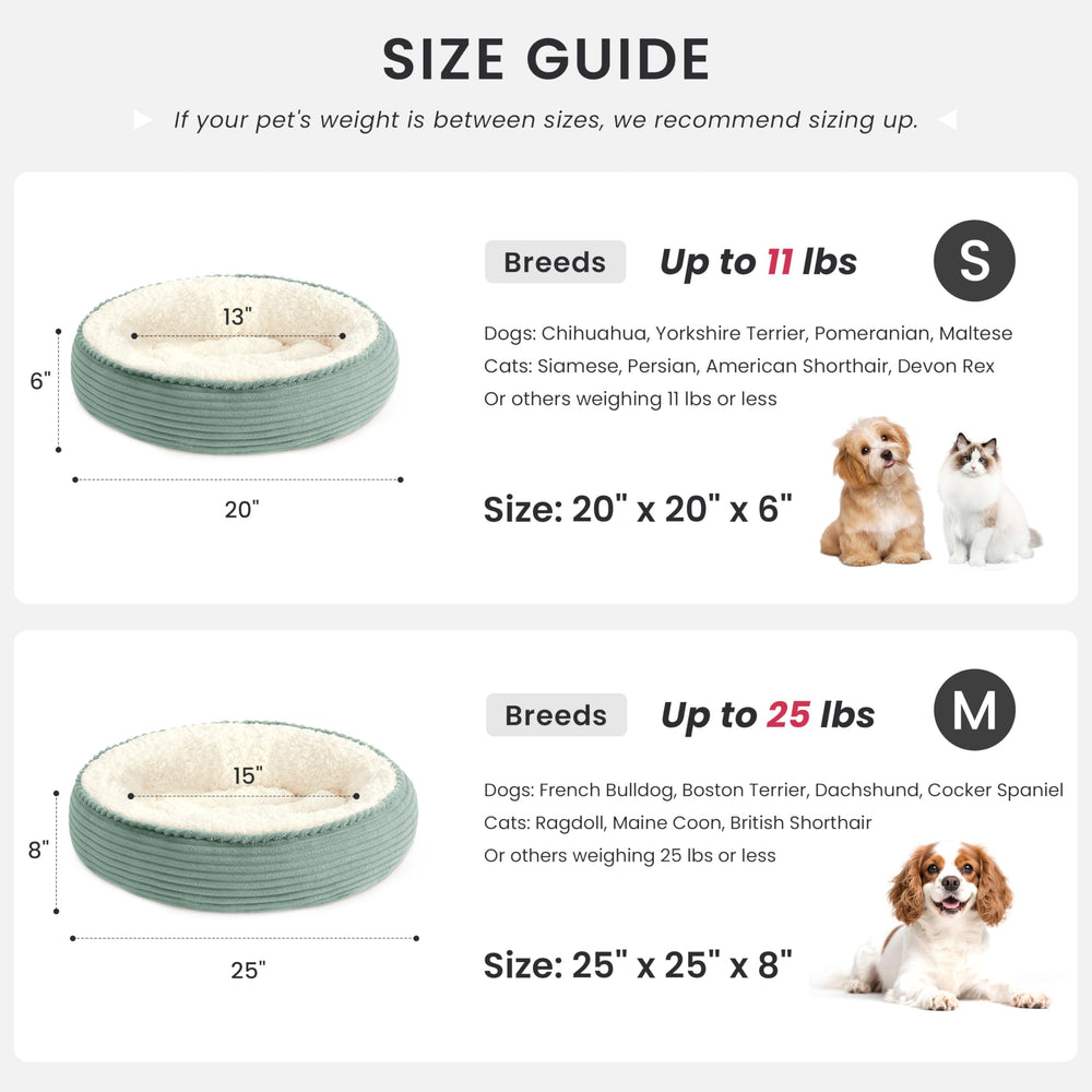 Love's cabin Round Donut Bed 20in, borde elevado: soporte para cabeza y cuello.