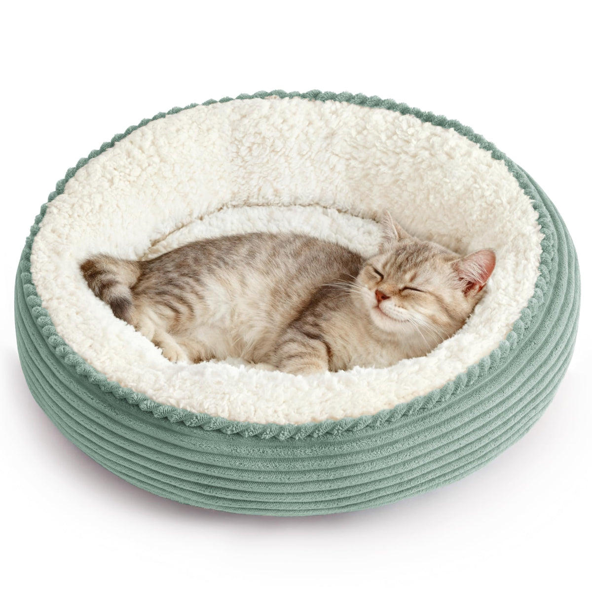Love's cabin Round Donut Bed 20in, frente: refugio cómodo para gatos y perros pequeños.