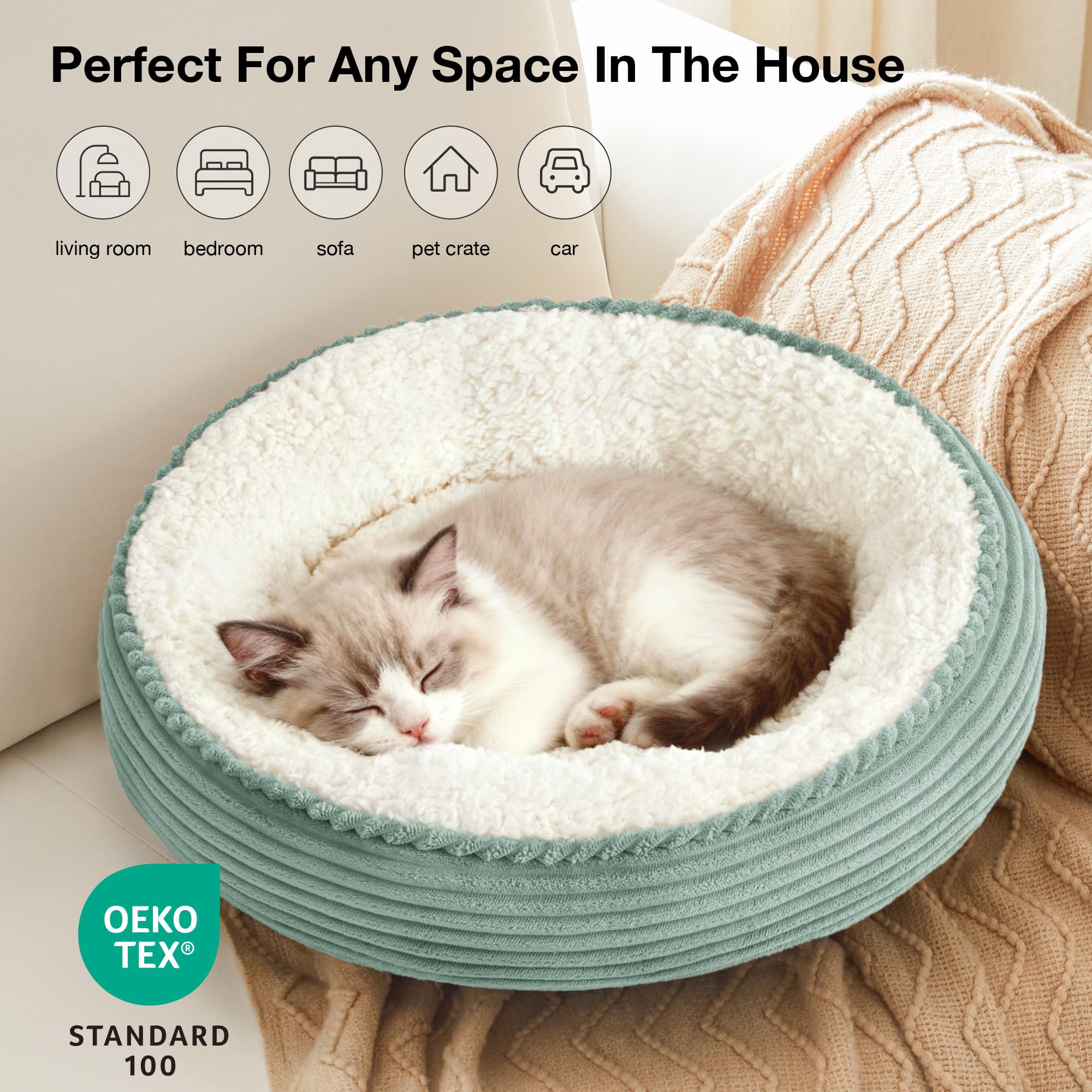 Love's cabin Round Donut Bed 20in, lavable a máquina: limpieza rápida y fácil.