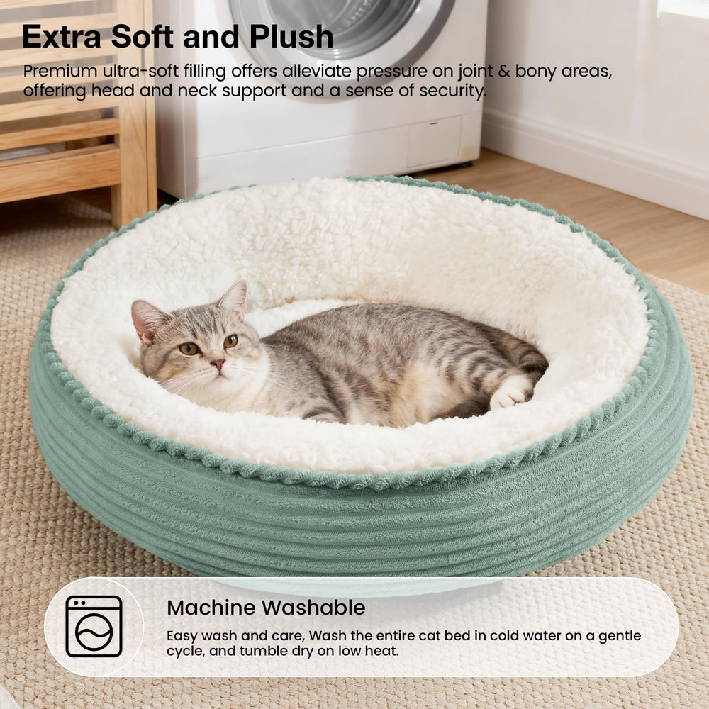 Love's cabin Round Donut Bed 20in, uso para gatos y perros pequeños: versátil para casa.