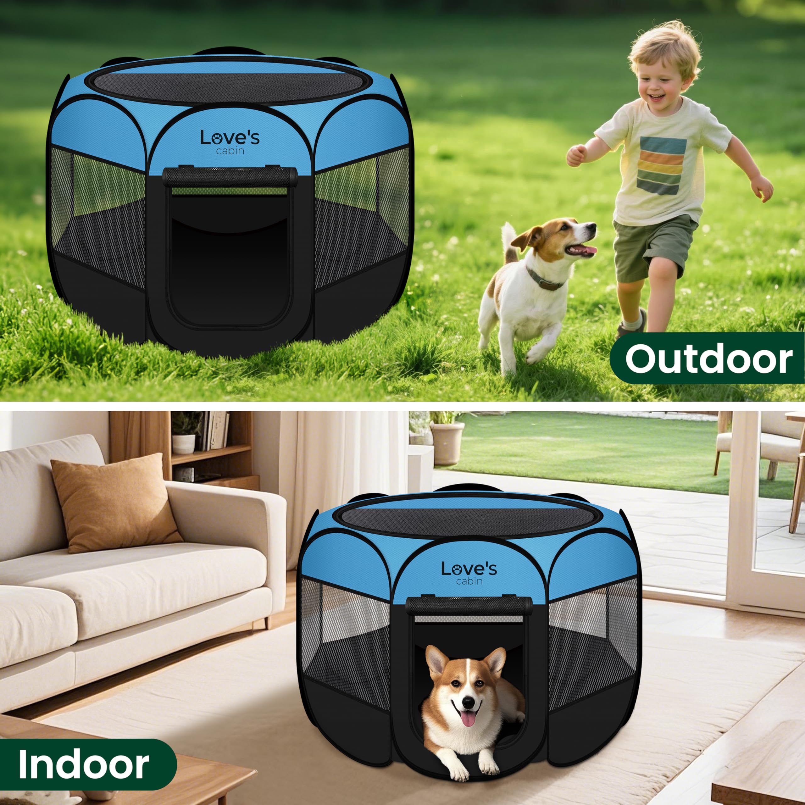 Love's cabin transporte compacto para mover el corral.