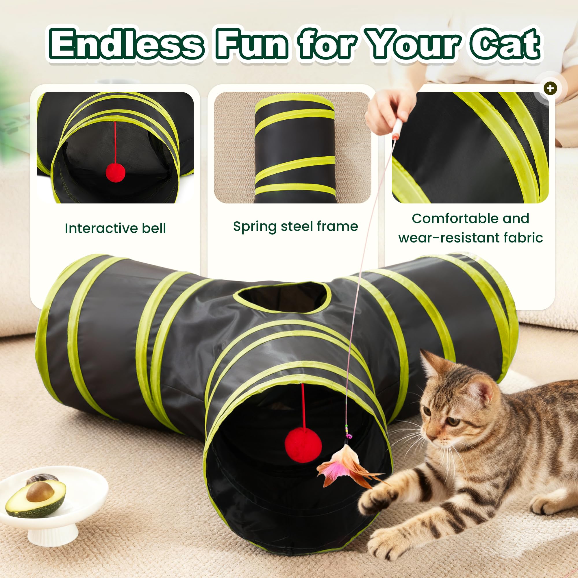 Love's cabin tunel gato armazon acero resistente, soporta juegos energéticos
