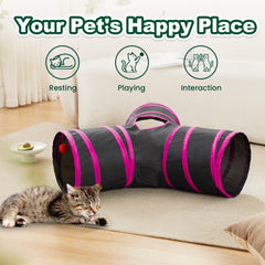 Love's cabin túnel para gatos con pelota, fomenta juego activo