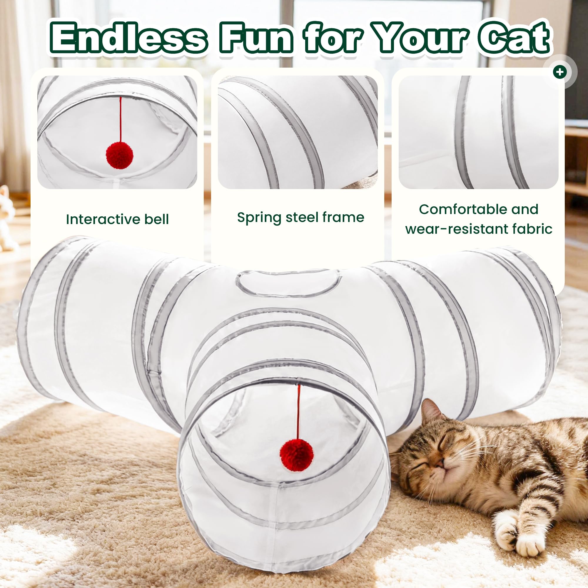 Love's cabin túnel de gatos con estructura de acero resistente para juego intenso