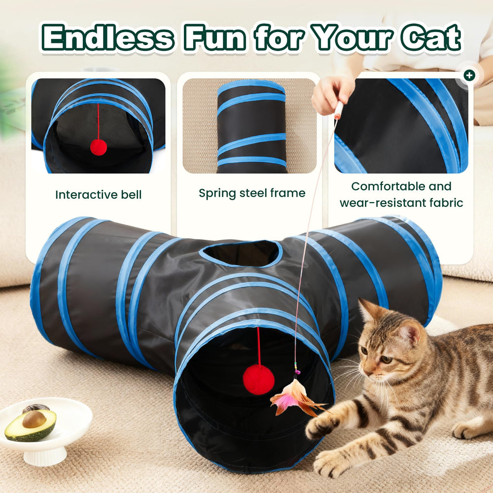 Love's cabin tunel gatos con juguete varita para interacción.