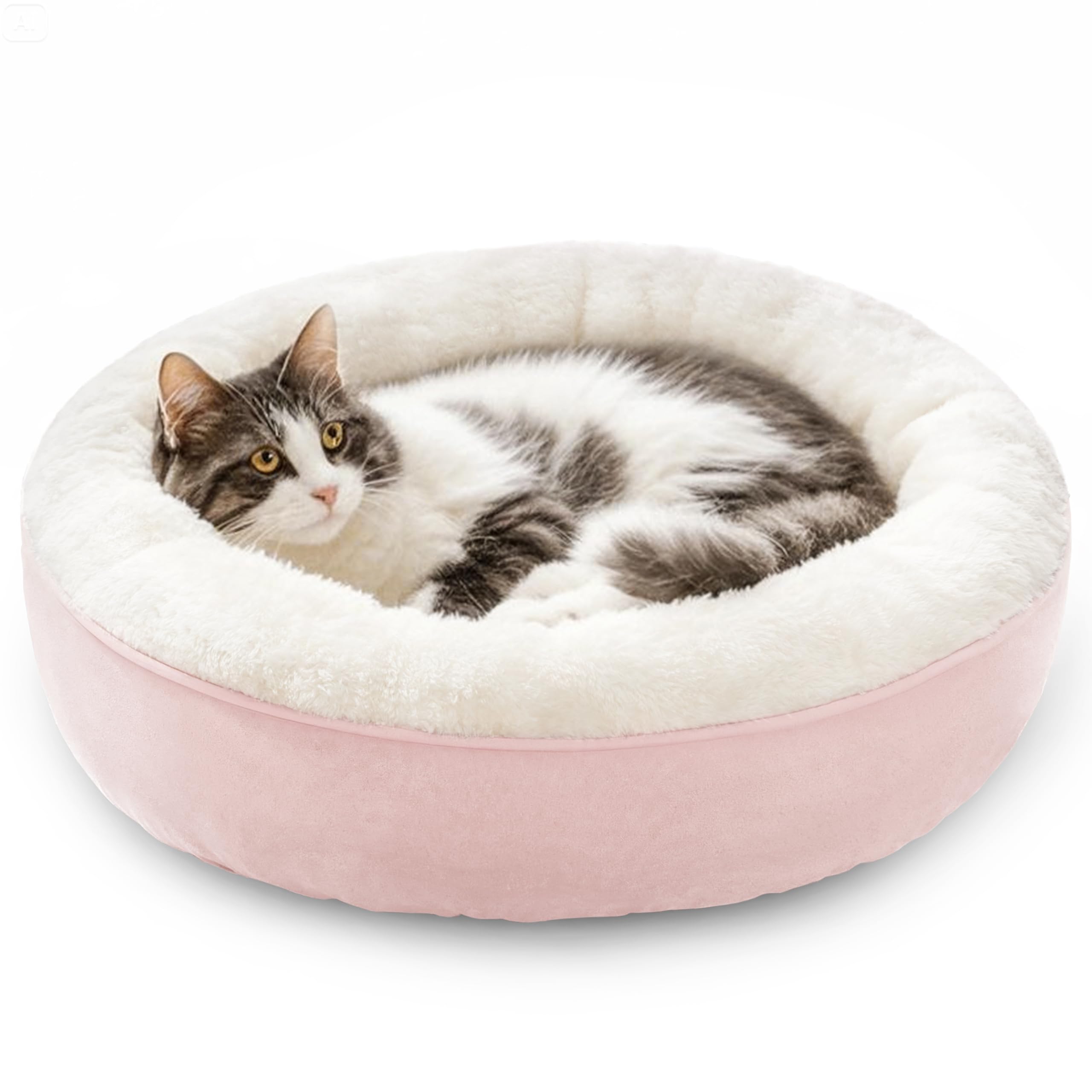 Love's cabin cama-donut rosada general para gatos y perros pequeños con confort