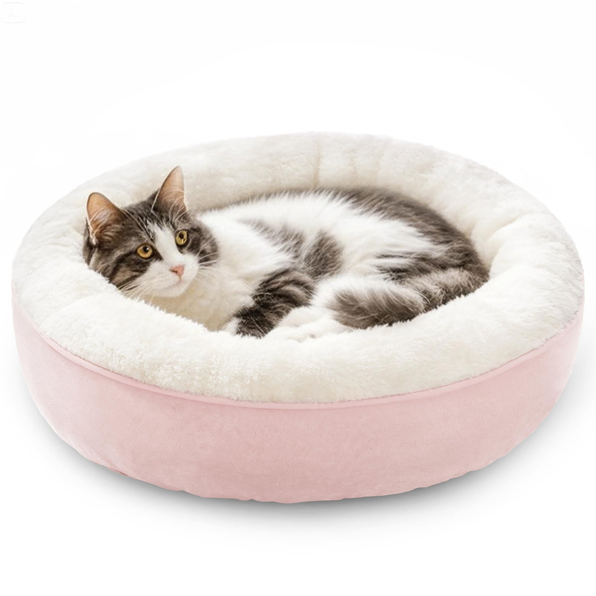 Love's cabin cama-donut rosada general para gatos y perros pequeños con confort