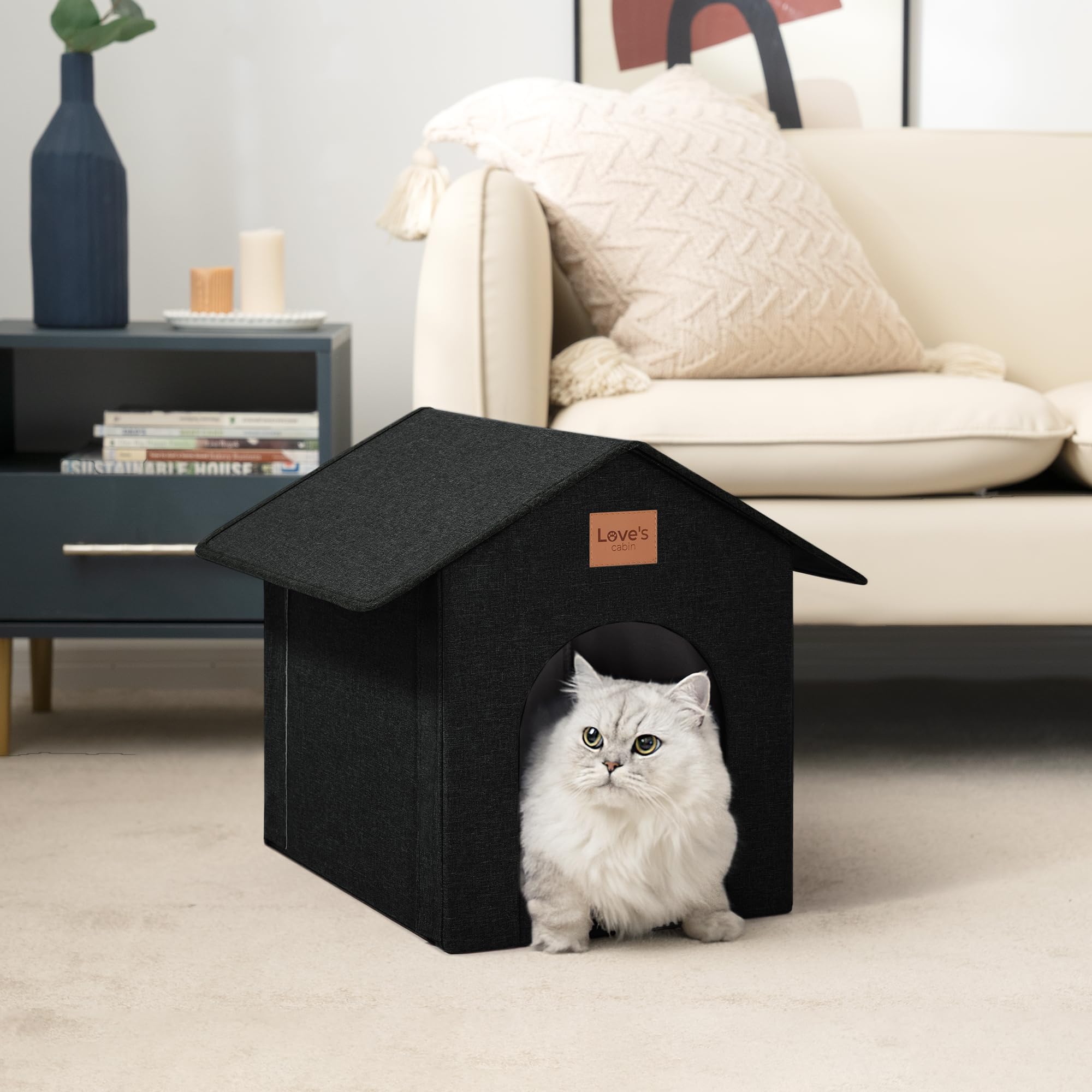 Love's cabin: cama suave removible para confort duradero de tu gato