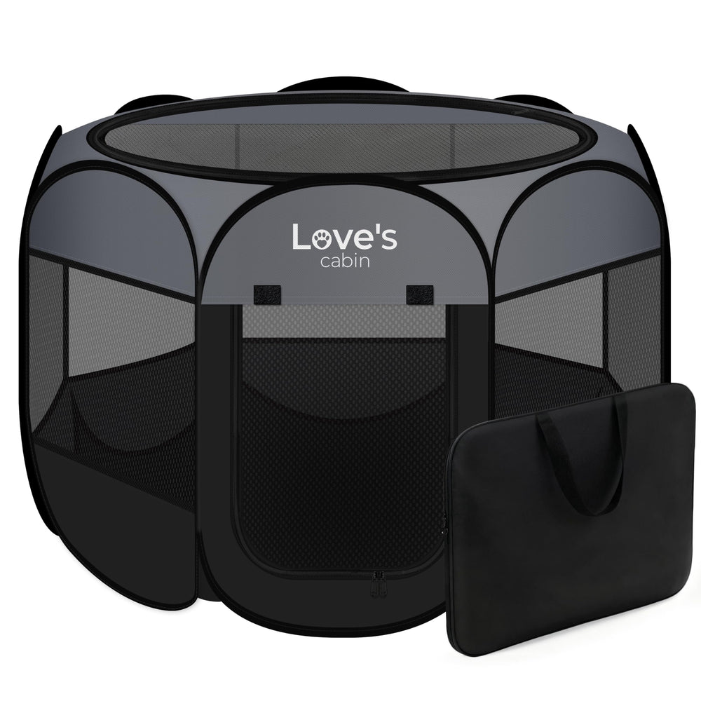 Love's cabin jaula de juego circular para interiores, ideal para mantener mascotas seguras.