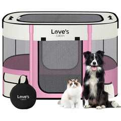 Love's cabin playpen mediano rosa abierto: espacio cómodo para juego interior