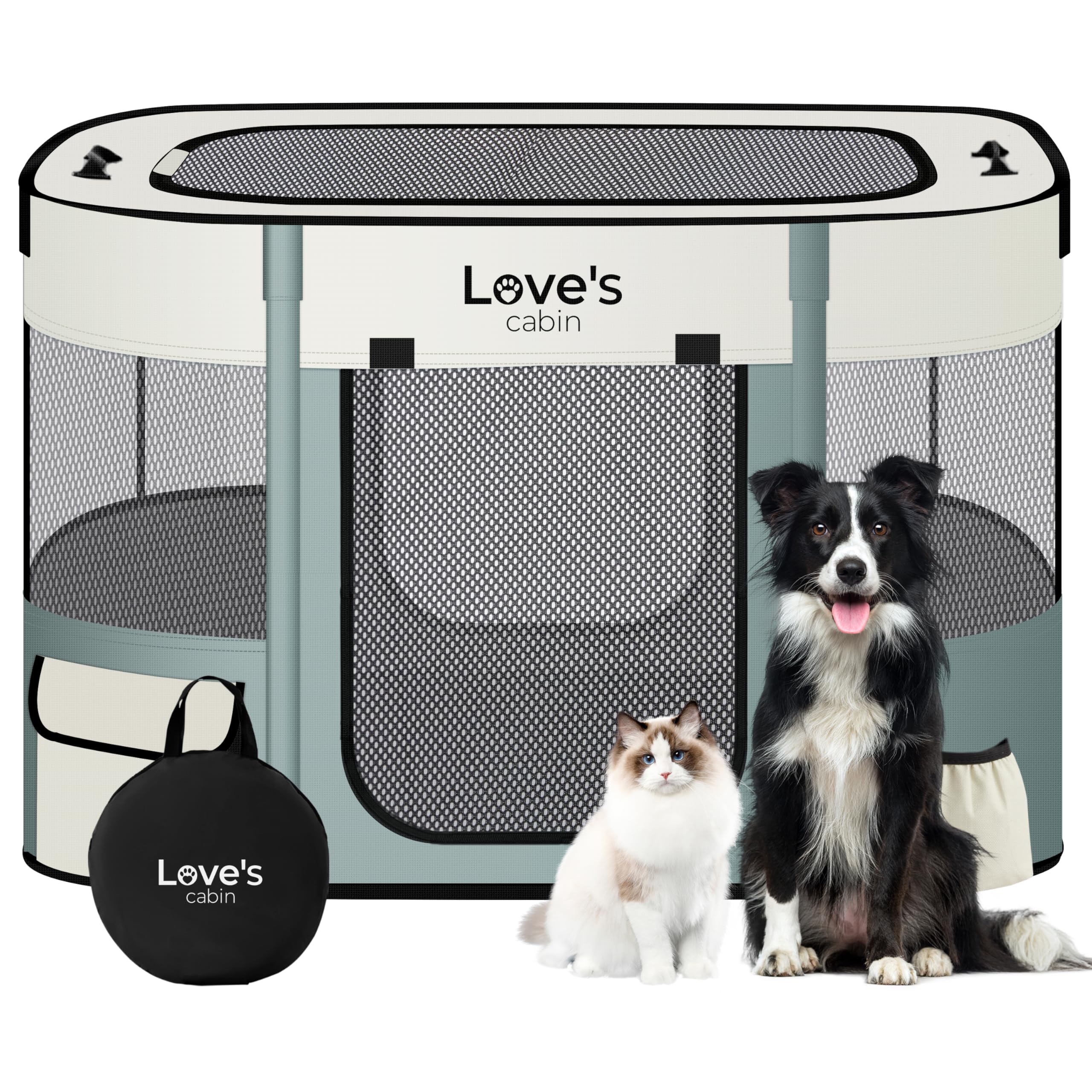 Love's cabin playpen para perro mediano, plegable y espacioso para casa o exterior.